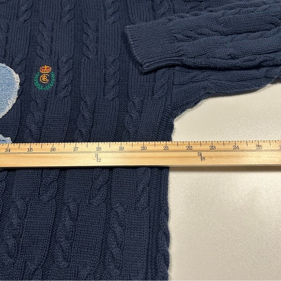 CHAPS Ralph Lauren Vintage Navy Blue Cable Knit Cotton Sweater 12 Size Medium - Picture 6 of 7